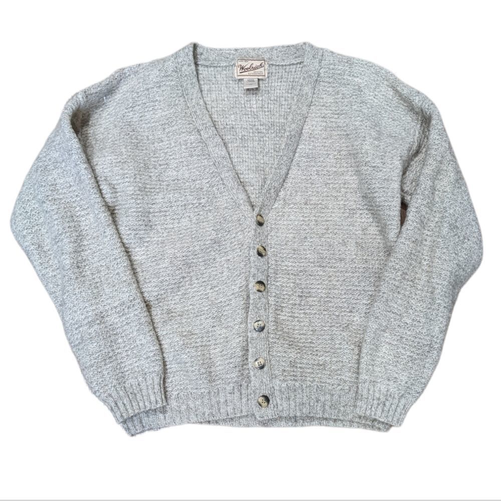 WOOLRICH Men's Tan Wool Button-Down Cardigan Sweater. Size large.